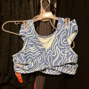 Wonder Nation Blue and White Wave 2 piece bikini